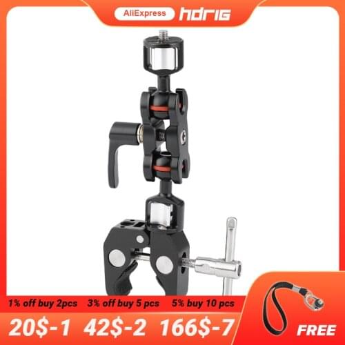 HDRIG Super Clamp Crab Pliers Clip with 1/4" 3/8" Thread Articulating Magic Arm 1/4" Mount Threads for Camera Monitor Accessory