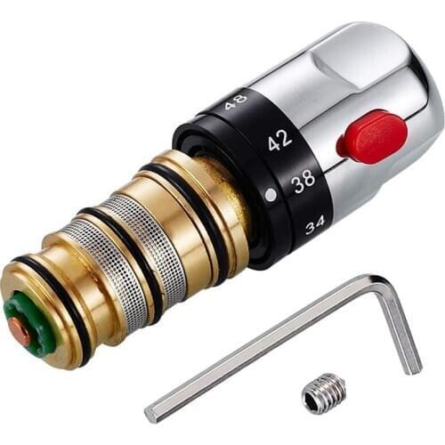 Thermostatic Mixer Water Mixing Valve,Solid Brass Copper Cartridge Temperature Control Valve Faucet Tap Fittings