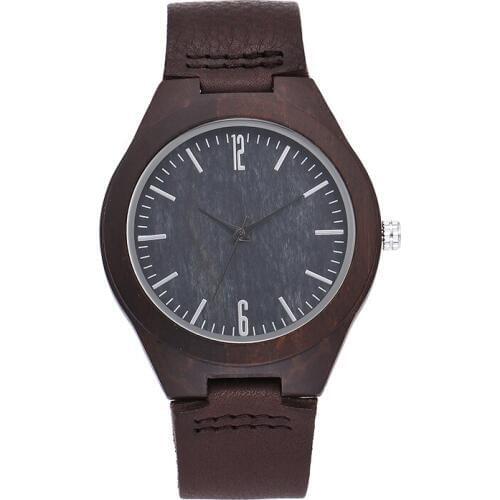 Vintage Wooden Watches Classic Business Men Quartz Watch Analog Round Dial Nature Wood Wrist Watch with Soft Leather Strap