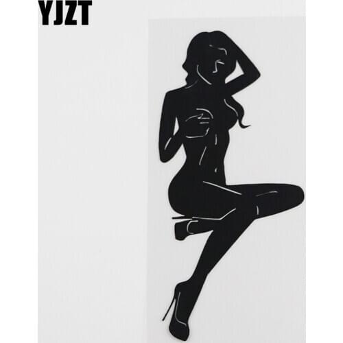 YJZT 7.3CMX15.6CM Silhouette Sexy Naked Woman Adult Decal Vinyl Car Sticker Black/Silver 8A-0451