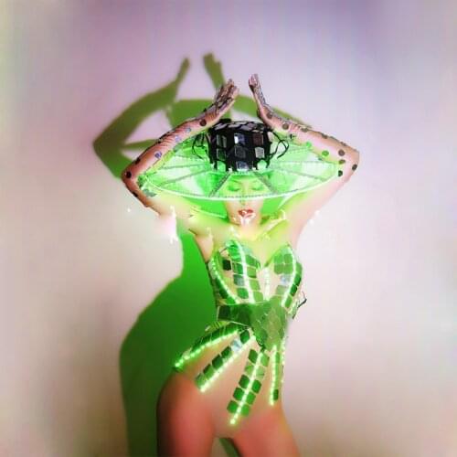 Mirror shinning outfit light up costume Sexy party girl dance outfit women stage show led lumious bodysuit