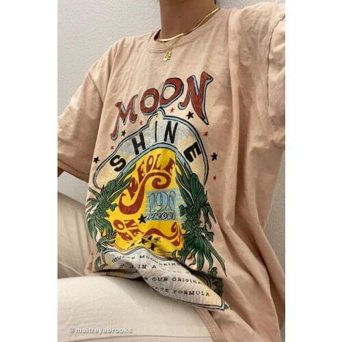 Happie Queens Women Boho Tees short sleeve letter print Vintage T shirt