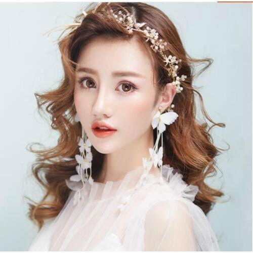 ROSE LIFE Fashion new butterfly long fringed tassel earrings bridal accessories clip on earrings for women wedding earring