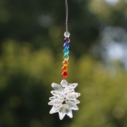 1PCS Handmade Crystal Snowflake Octagon Beads Hanging Suncatcher Pendant Home Window Decoration