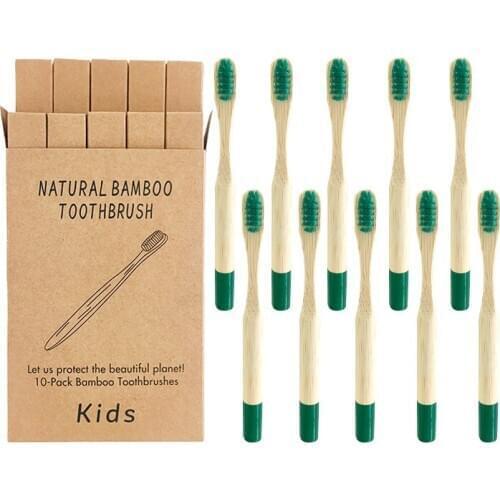 10Pcs Natural Kids Medium Bristles Wooden Bamboo Toothbrush Oral Care Teeth Cleaning Tool Eco-Friendly Toothbrushes