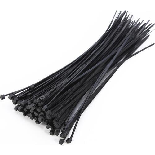 100 x Thin Black Cable Tidy Ties Zip Ties Cord Strap Wrap 200mm x 3mm