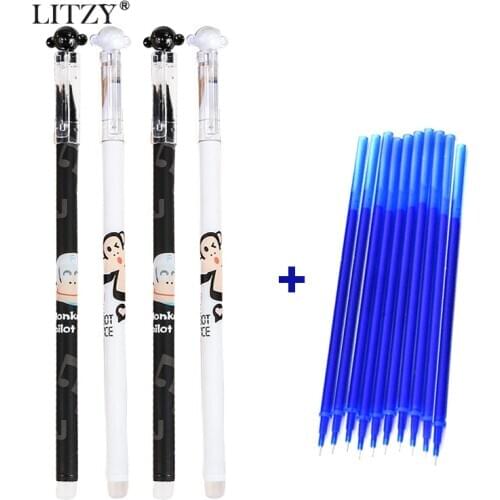 14pcs/lot Cat Erasable Pen Cute 0.5 mm Black Kawaii Gel Pen For Student Stationery Gift School Office Pens Writing Tool Supplies