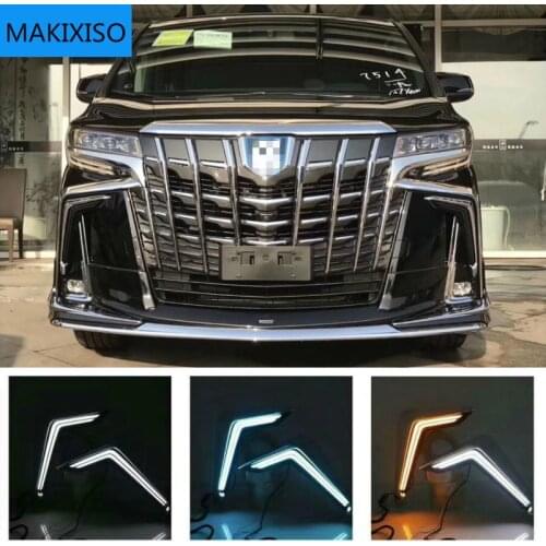 2pcs For Toyota Alphard 2018 2019 Daytime Running Lights Daylight Fog Lamp LED DRL with Turn Signal Functions