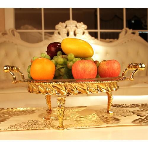 2013 fashion carved compotier metal gold plated luxury ktv big fruit plate household