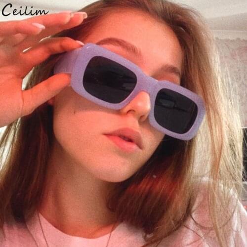 2021 Fashion Blue Rectangle Sunglasses Women Luxury Brand Designer Vintage Small Square Sun Glasses for Lady Shades UV400