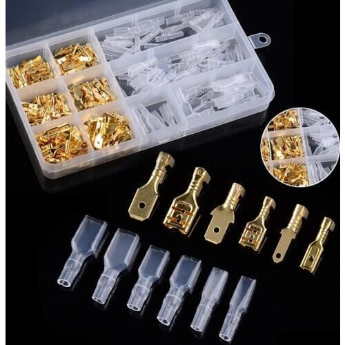 270pcs 2.8-6.3mm Car Auto Terminal Electrical Wire Crimp Connectors Male Female Spade Sheath Assortment Kit Tool With Box