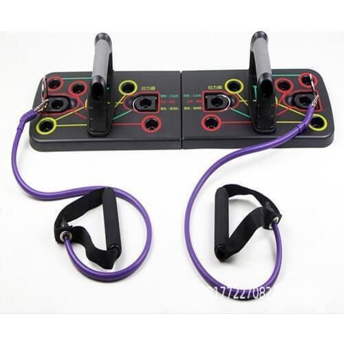 9 in 1 Push Up Rack Board with Latex Resistance Bands Body Building Board System Fitness Comprehensive Indoor Training Gym