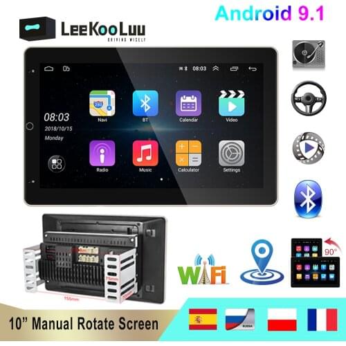 LeeKooLuu 2 Din Car Radio GPS 10" Tesla style 2.5D Vertical Rotate Screen 2Din Autoradio Android 9.1 Car Multimedia Video Player