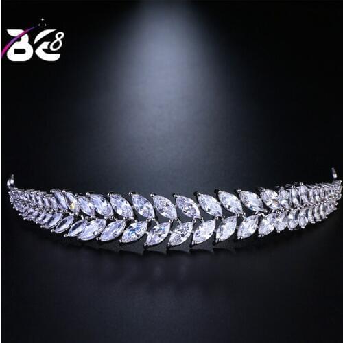 Be 8 New Wedding Bridal Leaves AAA Cubic Zirconia Girls Tiaras and Crowns Princess Queen for Prom Hair Jewelry H092