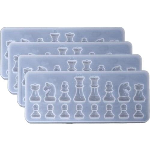 BMBY-4Pcs Chess Resin Mold 3D Chess Piece Silicone Mold Set for Resin Casting - Perfect for Polymer Clay, Crafting