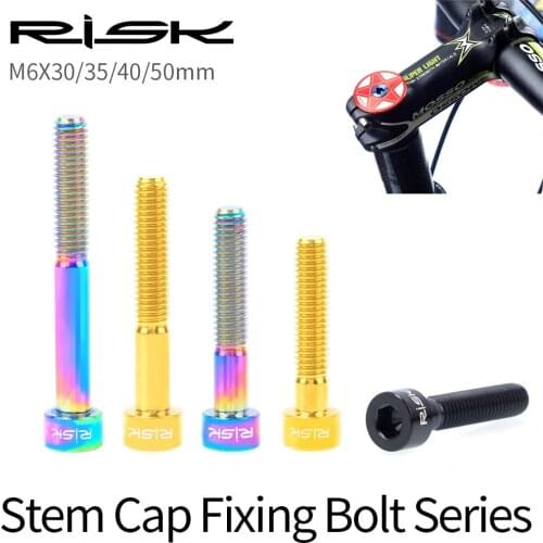 RISK Bolts M6 x 30 35 40 50mm Allen Key MTB Road Bike Taper Head Screw Bicycle Headset Cap Fixing Bolts Titanium Rainbow Gold