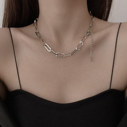 Chain Necklace Stainless Steel Female Hip Hop Short Chain Simple Clavicle Chain Fashion Punk Unisex Necklaces Free Shipping