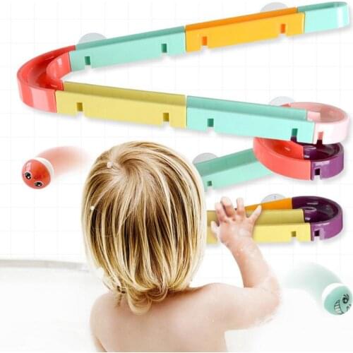 DIY Baby Bath Toys Wall Suction Cup Marble Race Run Track Bathroom Bathtub Toy Kids Play Water Games Toy Set Children Gift