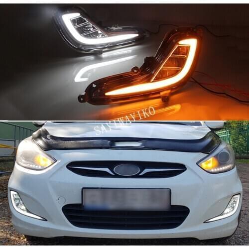 For Hyundai Solaris Accent 2010 2011 2012 2013 Turn Yellow Signal Relay Car DRL 12V LED Daytime Running Light LED Fog Lamp