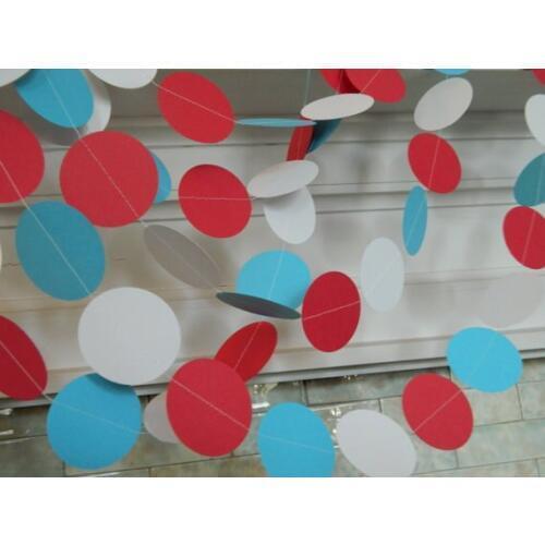 Dr Suess Themed Baby shower decorations - 10ft - Red Aqua and White paper garland Birthday Party Decorations Photo Prop