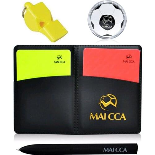 Soccer Whistle Referee Coin Football Cards with Pen Notebook Play Toss Professional Sports Equipment Wallet Set Training Fair