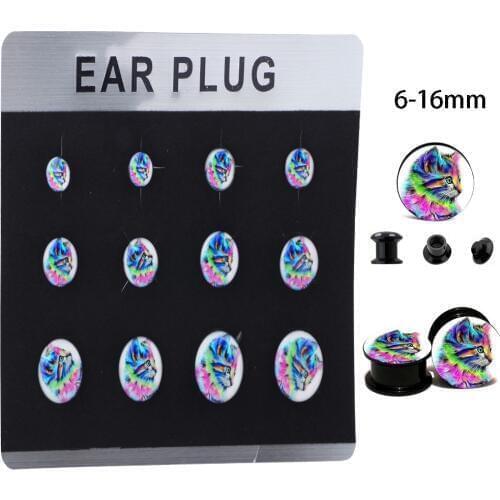 JUNLOWPY Mix 6 Sizes 5 Cards Internal Thread Ear Expander Plugs Kit Screw Flesh Tunnel Gauge Earring Stretchering Body Piercing
