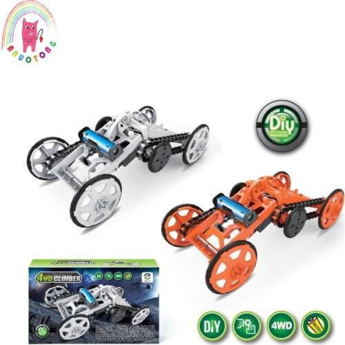 Children DIY Science and Education Assemble Plug-in Block Electric Off-road Climbing Four-Wheel Drive Space Model Vehicle Toys