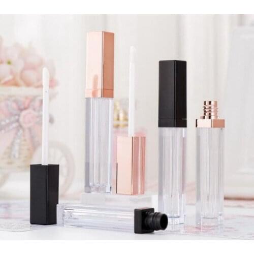 5ML Lips Gloss Containers Bottle Empty Square LipGloss Tube Makeup Lip Oil Container Plastic Tubes Black Rose Gold
