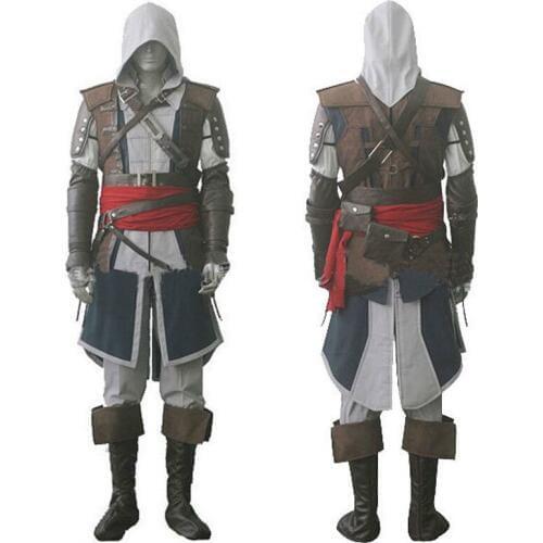 Assassins Cosplay Edward Costume Creed Black Flag Kenway Men Women Uniform Outfits Complete Customization Suit Halloween Party