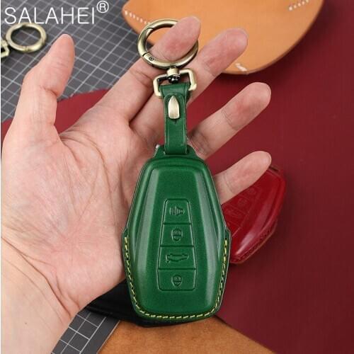 Leather Car Key Case Cover For Geely Coolray 2019-2020 Auto Smart Remote Key Protective Case Shell Accessories Keychain