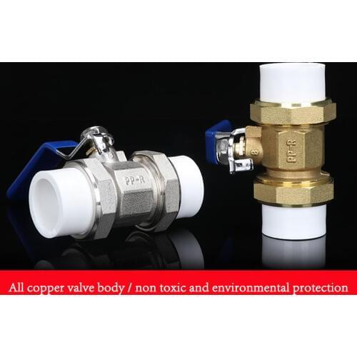 PPR Copper Valve Double Union Ball valve For Heating Union Ball Valve 20/25/32 Hot Melt Welding Valve Water Heating Accessories