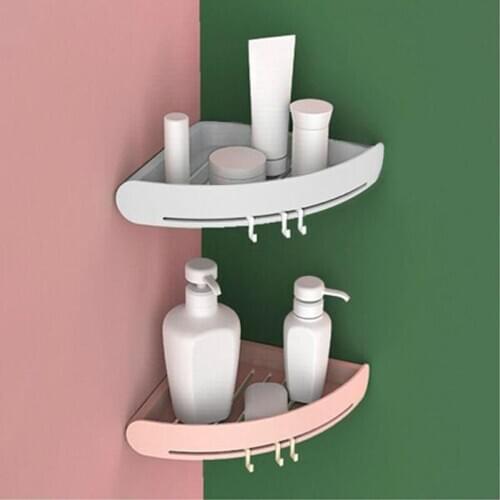 Multifunctional Perforation-free toilet shelf plastic toilet washroom washstand Triangular sucker wall hanging bathroom rack