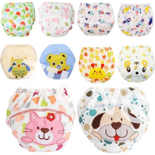 Washable Baby Diapers Reusable Cloth Nappies Waterproof Newborn Cotton Diaper Cover For Children Training Pants Potty Underwear