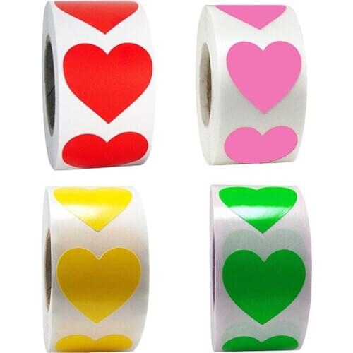 500Pcs/Roll Heart Stickers Red Pink Labels Party Christmas Gift Diary Scrapbooking Decoration Sticker Seal Labels for Envelope