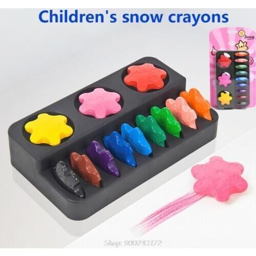 12 Colors Non-toxic Wax Snowflake Shape Crayons for Toddler Baby Kids Washable Safe Painting Drawing Tool S28 20 Dropship