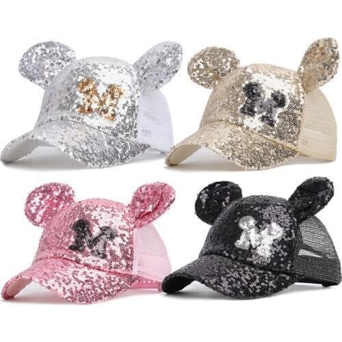New sequined hat, childrens summer net cap, outdoor sunshade baseball cap, cute baby cap