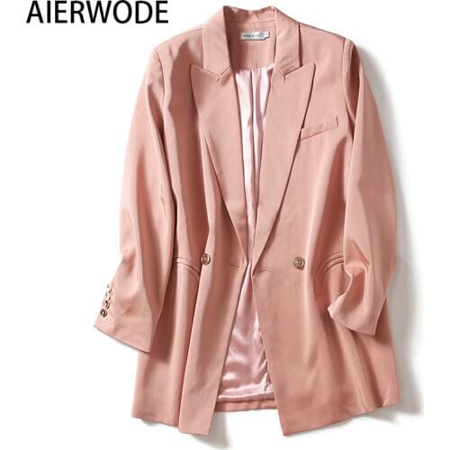 AIERWODE 2021 Spring Autumn Single Breasted Blazer Korean Fashion Suit Jacket Chic Jackets Formal Clothes