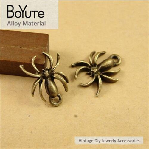BoYuTe (100 Pieces/Lot) 15*14MM Antique Bronze Plated Zinc Alloy Spider Charms Diy for Jewelry Findings