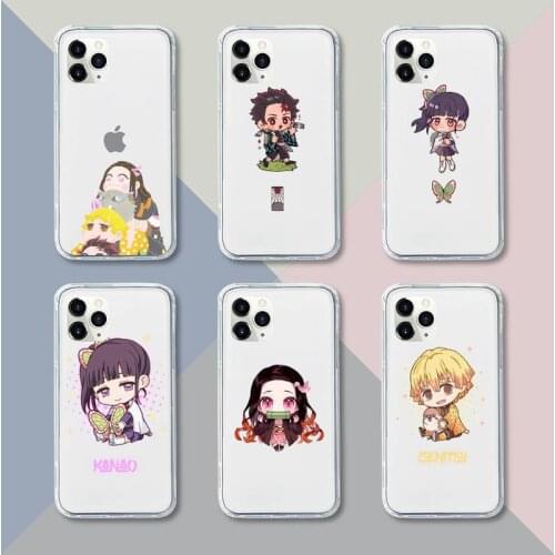Demon Slayer Kawaii Anime Phone Case Transparent For iPhone 12 11 pro mini XS XR X max 5 6 s 7 8 plus Soft TPU Clear Mobile bags