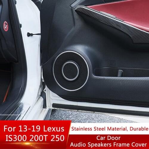 QHCP 8Pcs Interior Car Door Speaker Frame Cover Trim Stereo Audio Sound Ring Decor Cover Trims For Lexus IS300 200T250 2013-2019