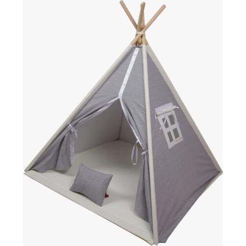 Premium Cotton Fabric Grey Game Tent With Wooden Scaffolding