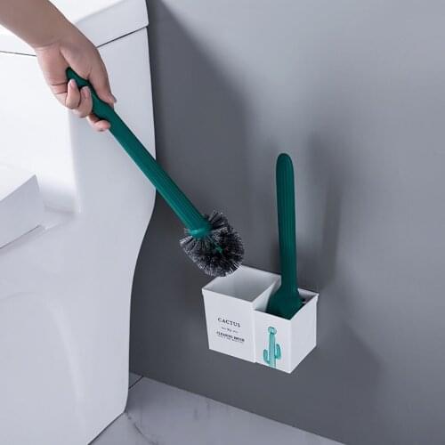 Toilet Brush Gap Brush Silicone Toilet Brush Hanging Type Flat Head Flexible Bristles Brush Bathroom Accessories