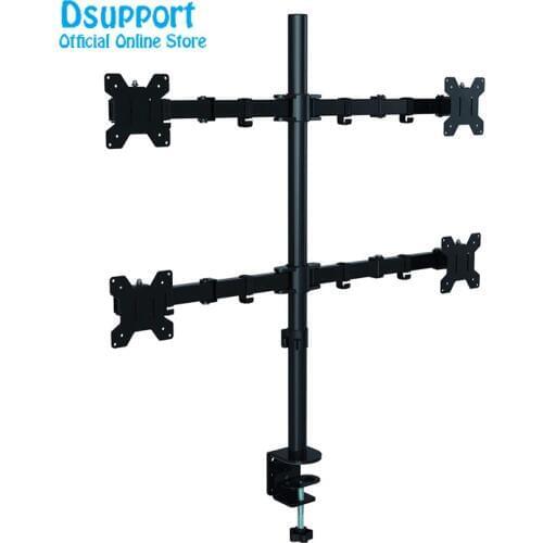 Quad Arm LCD LED Monitor Stand Desk Mount Bracket Heavy Duty Fully Adjustable fits 4 /Four Screens up to 27" MD6884