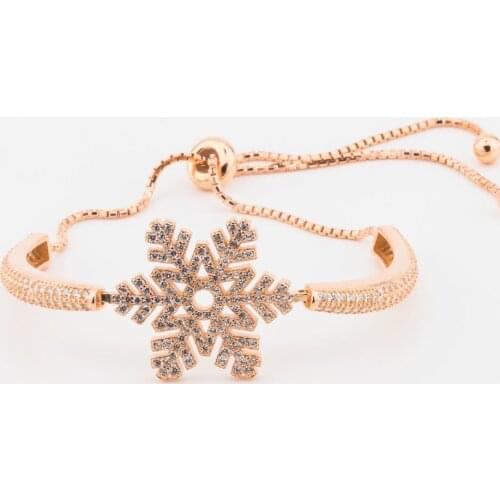 Snowflake Design 925 Sterling Silver Bracelet with Zircon Stone