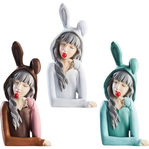 Modern Girls Head Desktop Figurines Realistic Statue Decoration Livingroom Home Ornaments Sculpture Crafts