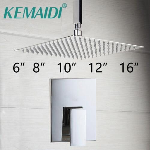 KEMAIDI Bathroom Ceiling Mount Ultra-thin Rainfall Shower Head&Control Valve Wall Mounted Hot&Cold Water Mixer Taps Shower Sets