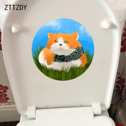 ZTTZDY 24.3*24.3CM Animal Toilet Sticker Living Room Home Decoration Creative Wall Decal Modern Cat T3-0362
