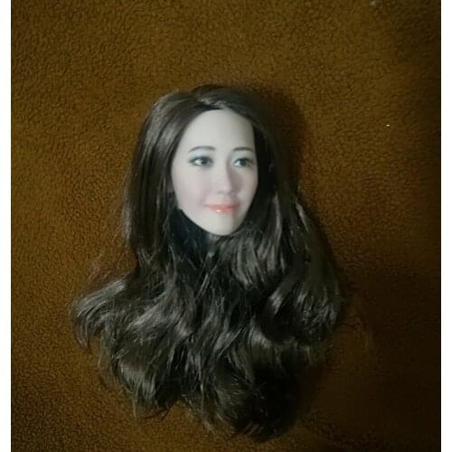 1/6 Yoona Pale Skin Head Sculpt Model Korean Female Long Hair Head Carving Fit 12'' Action Figure Body Dolls