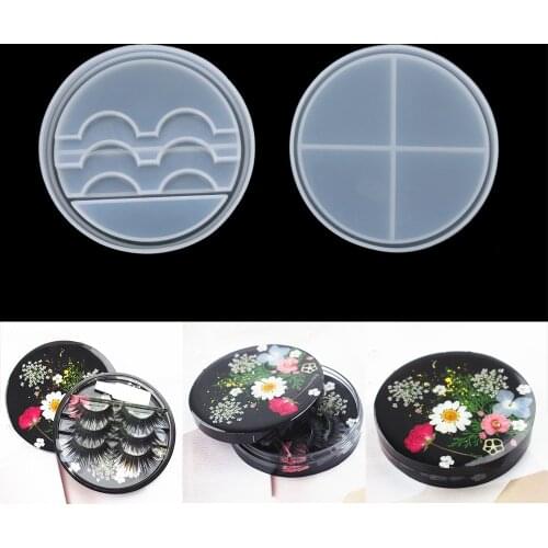1Set Eyelash Storage Box Silicone Mold Eyelashes Transparent Epoxy Resin Mold For DIY Cosmetic Care Container Decoration Tool