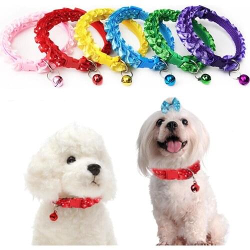 1PC High Quality With Bell Lovely Pet Supplies Cat For Cat Adjustable Puppy Dog Buckle Collar Lace Collar Pet Accessories